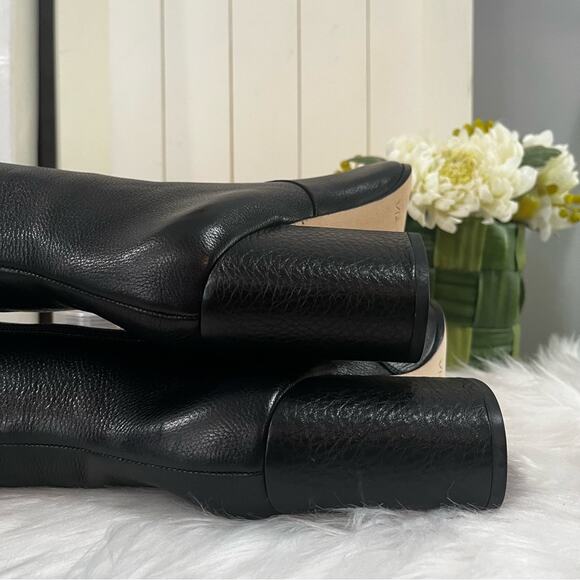 NEW Via Spiga Pebbled Leather Over The Knee OTK Chunky Heel Almond Boots 5.5 NIB - Picture 7 of 16